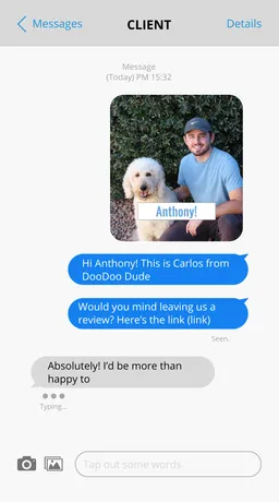 Personalized review request message example